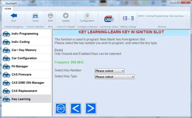 Program BMW key in ignition slot